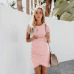 New Summer Dress Women Solid Irregular Bodycon Mini Dress O-Neck Short Sleeve Sexy Beach Sundress Tunic Vestidos S-XXL NS8987