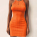 New Women's Ladies Dresses Sexy Summer Sleeveless Tank Slim Mini Short Knitted Bodycon SunDress Orange Black