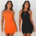 New Women's Ladies Dresses Sexy Summer Sleeveless Tank Slim Mini Short Knitted Bodycon SunDress Orange Black