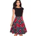 Nice-forever Vintage Brief Solid Color Elegant O-Neck vestidos Cap Sleeve A-Line Pinup Business Women Flare Swing Dress A067