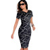 Nice-forever Women Vintage Wear to Work Elegant vestidos Business Party Bodycon Sheath  Office Ruffle Female Dress B452