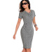 Nice-forever Women Vintage Wear to Work Elegant vestidos Business Party Bodycon Sheath  Office Ruffle Female Dress B452