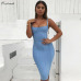 Ocstrade Women Dress Bandage 2019 New Arrivals Summer Sexy Light Blue Spaghetti Strap Rayon Bandage Dress Bodycon Party Dress