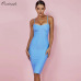 Ocstrade Women Dress Bandage 2019 New Arrivals Summer Sexy Light Blue Spaghetti Strap Rayon Bandage Dress Bodycon Party Dress