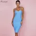 Ocstrade Women Dress Bandage 2019 New Arrivals Summer Sexy Light Blue Spaghetti Strap Rayon Bandage Dress Bodycon Party Dress