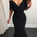 Polyester Sexy V Neck Short Sleeve Sheath Floor length Dresses Polyester Sexy V Neck Short Sleeve Sheath Floor length Dresses