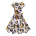 Print Summer Dress Women  Floral Cap Sleeve Vintage Dress With Belt Elegant Robe Rockabilly Party Dresses Sundress Plus Size