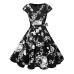 Print Summer Dress Women  Floral Cap Sleeve Vintage Dress With Belt Elegant Robe Rockabilly Party Dresses Sundress Plus Size