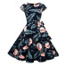 Print Summer Dress Women  Floral Cap Sleeve Vintage Dress With Belt Elegant Robe Rockabilly Party Dresses Sundress Plus Size