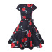 Print Summer Dress Women  Floral Cap Sleeve Vintage Dress With Belt Elegant Robe Rockabilly Party Dresses Sundress Plus Size