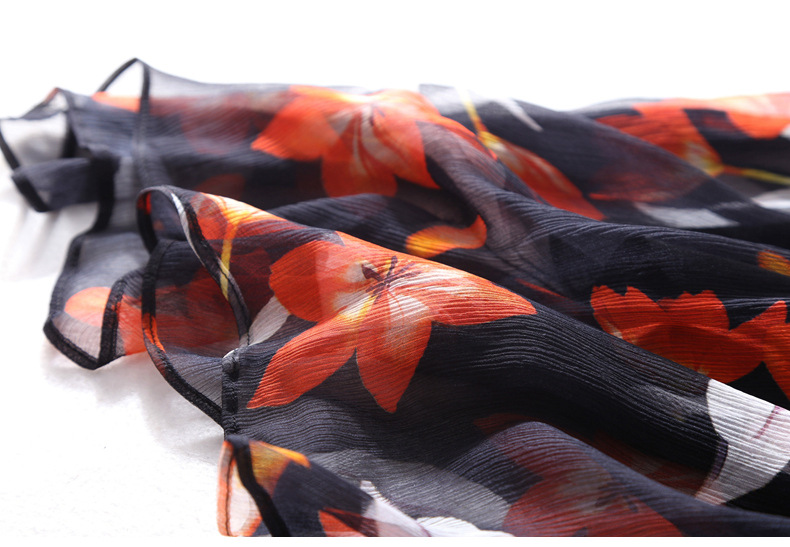 Printed silk halter dress summer high - end women's temperament silk silk train train full head MIDI skirt #95063