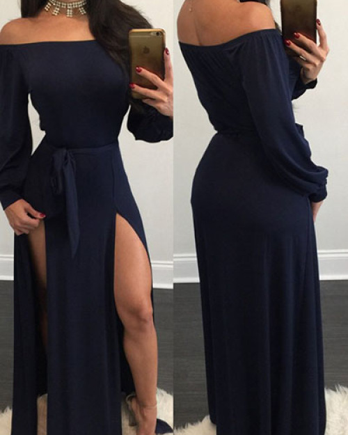 Qmilch Sexy Bateau Neck Long Sleeve Ankle Length Dresses Qmilch Sexy Bateau Neck Long Sleeve Ankle Length Dresses