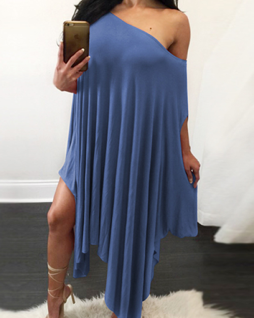 Qmilch Sexy One Shoulder Short Sleeve Mid Calf Dresses Qmilch Sexy One Shoulder Short Sleeve Mid Calf Dresses