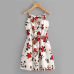 ROMWE Cute Floral Summer Dress Women Random Self Tie Casual Slip Midi Dress 2019 New Faux Pearls Elegant Knot Front A Line Dress