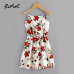 ROMWE Cute Floral Summer Dress Women Random Self Tie Casual Slip Midi Dress 2019 New Faux Pearls Elegant Knot Front A Line Dress