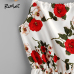 ROMWE Cute Floral Summer Dress Women Random Self Tie Casual Slip Midi Dress 2019 New Faux Pearls Elegant Knot Front A Line Dress