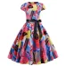 Red Party Dress Women Elegant Short Sleeve Floral Print Vintage Dresses Robe Femme 2019 Summer New Midi Bodycon Dress Plus Size