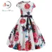 Red Party Dress Women Elegant Short Sleeve Floral Print Vintage Dresses Robe Femme 2019 Summer New Midi Bodycon Dress Plus Size