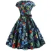 Red Party Dress Women Elegant Short Sleeve Floral Print Vintage Dresses Robe Femme 2019 Summer New Midi Bodycon Dress Plus Size