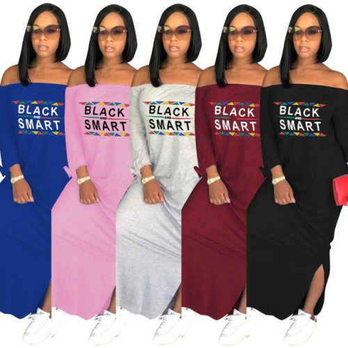 S-3XL 5 COLORS Slash Neck fork Bow Autumn Dresses Female Lady women fashion sexy Bandage casual nightclub Long Maxi dress LS039