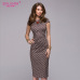 S,FLAVOR 2018 Spring Summer dress Women Dot Print Slim dress Short Sleeve Office Business Dress Elegant Sheath Party Vestidos