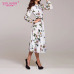 S.FLAVOR 2019 Women Casual Dress Wrist Sleeve Spring Summer Print Party Vestidos Ladies Elegant Vintage A Line Dresses No Belt