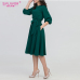 S.FLAVOR 2019 Women Fashion vintage Dress Green O-Neck Elegant A line dress puff sleeve vestidos Party Summer dress no pocket