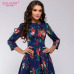 S.FLAVOR Brand Elegant Women A-line Dress 2018 New Style Flower printing Draped Middle Dress Women Casual autumn Summer Vestidos