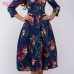 S.FLAVOR Brand Elegant Women A-line Dress 2018 New Style Flower printing Draped Middle Dress Women Casual autumn Summer Vestidos