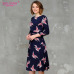 S.FLAVOR Casual Women Spring Summer A-line Dress O-neck Three Quarter Sleeve Knee-length Dress Female Elegant Printing Vestidos