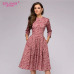 S.FLAVOR Elegant A-line Dress Vintage printing Slim Party Dress Three Quarter Sleeve women Spring Summer vestidos (No Pockets)