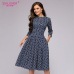 S.FLAVOR Elegant A-line Dress Vintage printing Slim Party Dress Three Quarter Sleeve women Spring Summer vestidos (No Pockets)