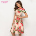 S.FLAVOR Floral Print Women Short Dress Women 2019 Short Sleeve Elegant Party Vestidos O Neck Female Casual A-Line Summer Dress