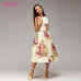 S.FLAVOR Lady party dress Hot sale Spring Summer women sleeveless flowers printing vestidos Elegant casual A-line dress No Belt