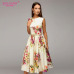 S.FLAVOR Lady party dress Hot sale Spring Summer women sleeveless flowers printing vestidos Elegant casual A-line dress No Belt