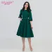 S.FLAVOR New Spring Summer Dress O-Neck three quarter sleeve elegant party vestidos Women vintage dress soild color no pocket