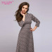 S.FLAVOR Retro wave point long dress Women vintage style O-neck three quarter sleeve Elegant vestidos Spring Summer casual dress