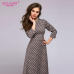 S.FLAVOR Retro wave point long dress Women vintage style O-neck three quarter sleeve Elegant vestidos Spring Summer casual dress