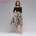 S.FLAVOR Spring Summer Floral Printed Patchwork Dress Women Off Shoulder Sexy Party vestidos Female Slash Neck Casual Dresses