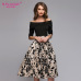 S.FLAVOR Spring Summer Floral Printed Patchwork Dress Women Off Shoulder Sexy Party vestidos Female Slash Neck Casual Dresses