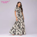 S.FLAVOR Spring Summer Short Sleeve Floral Print Long Dress Elegant Party Dress Vintage Women Clothing Bohemian Vestidos De