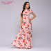 S.FLAVOR Spring Summer Short Sleeve Floral Print Long Dress Elegant Party Dress Vintage Women Clothing Bohemian Vestidos De