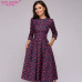 S.FLAVOR Women Elegant A-line Dress 2019 Vintage printing party vestidos Three Quarter Sleeve women Slim Summer Dress