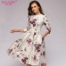 S.FLAVOR Women Elegant A-line Dress 2019 Vintage printing party vestidos Three Quarter Sleeve women Slim Summer Dress