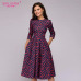 S.FLAVOR Women Elegant A-line Dress 2019 Vintage printing party vestidos Three Quarter Sleeve women Slim Summer Dress