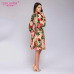 S.FLAVOR Women Long SLeeve Florl Print Dress Knee Length Casual A Line Dress Elegant Spring autumn Women Party  Dresses Vestidos