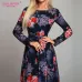 S.FLAVOR Women Retro Floral Printed Dress Fashion Long Sleeve O Neck Sexy Long Dresses Spring Summer Elegant Party Vestidos De