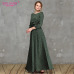 S.FLAVOR Women Small Floral Green Long Dress Elegant Three Quarter Sleeve Vestidos De Festa Vinatge Spring Summer Casual Dress