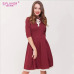 S.FLAVOR Women Solid A-line Dress with Lace Elegant Women Half Sleeve Vintage Vestidos De Festa Fashion Spring Summer Dress