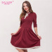 S.FLAVOR Women Solid A-line Dress with Lace Elegant Women Half Sleeve Vintage Vestidos De Festa Fashion Spring Summer Dress